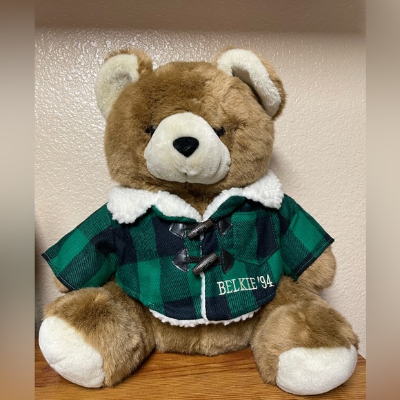 Belkie 1994 Bear in Green Plaid Fleece Jacket 14” - Picture 3 of 4
